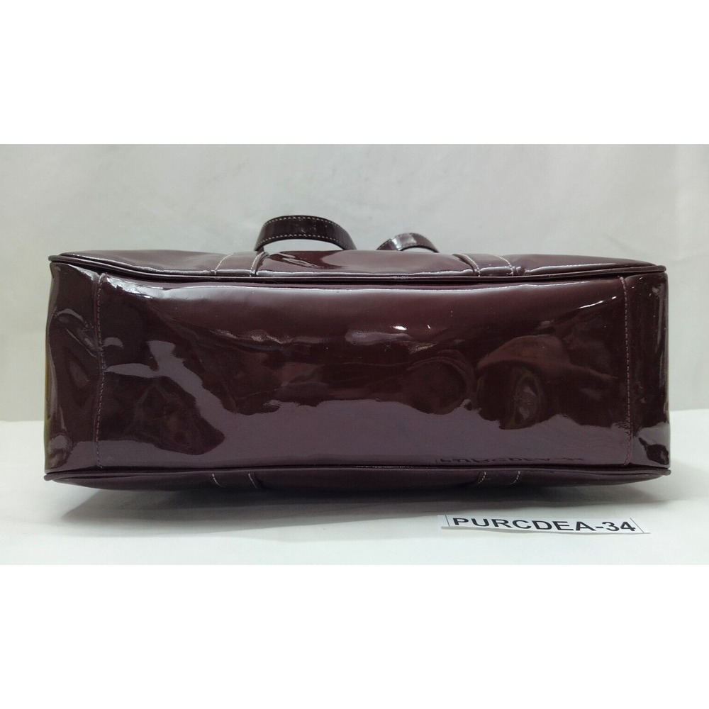 Coach Galaxy Purple Plum Patent Leather Tunrlock Pocket Double Handle Tote Bag - Picture 6 of 16